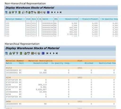 รูปภาพตัวอย่าง Inventory Report บน SAP GUI