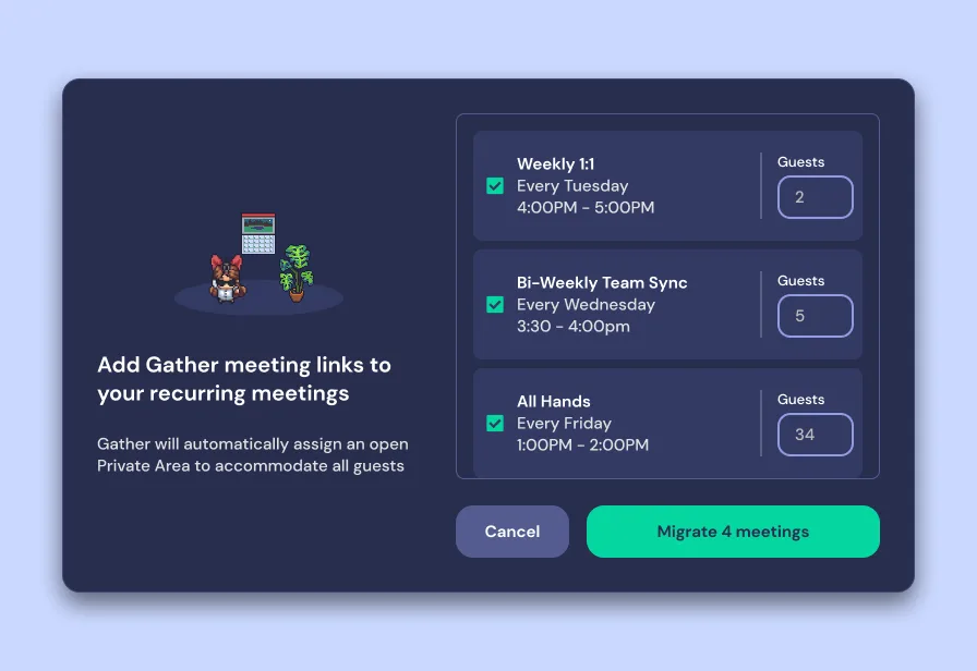 Gather Productivity Tools - Outlook Calendar