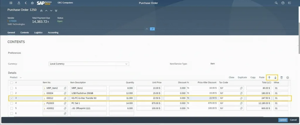SAP B1 Price List