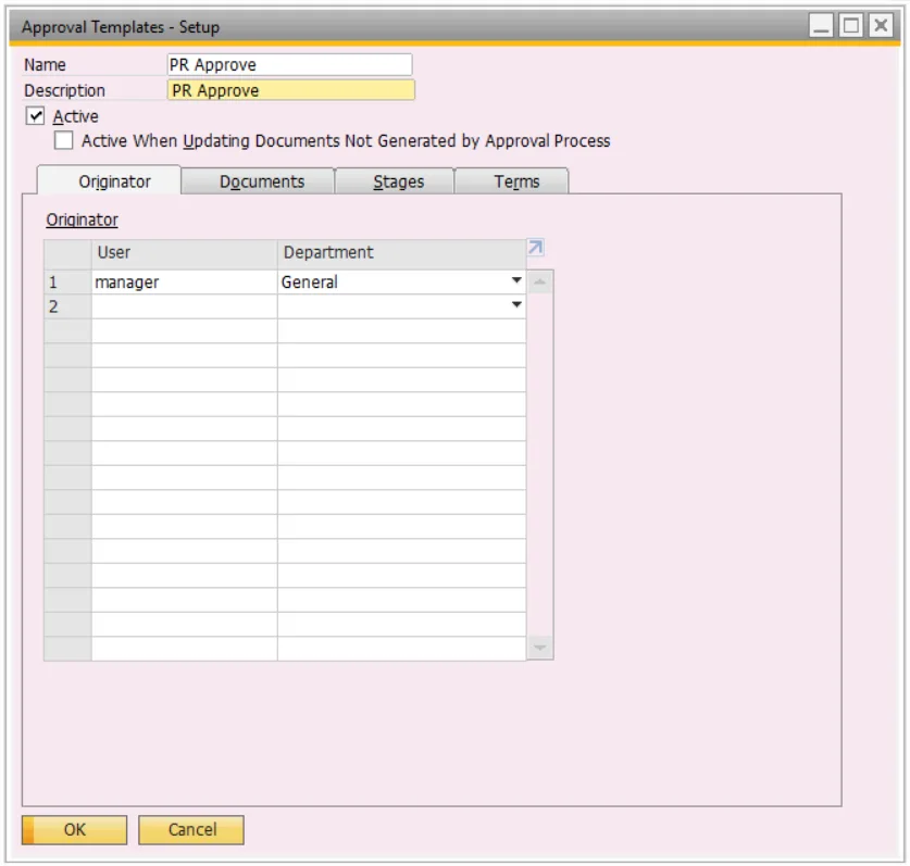 SAP B1 - Approval Template