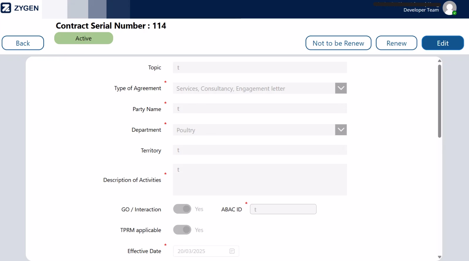 Contract Management - Status Tracking