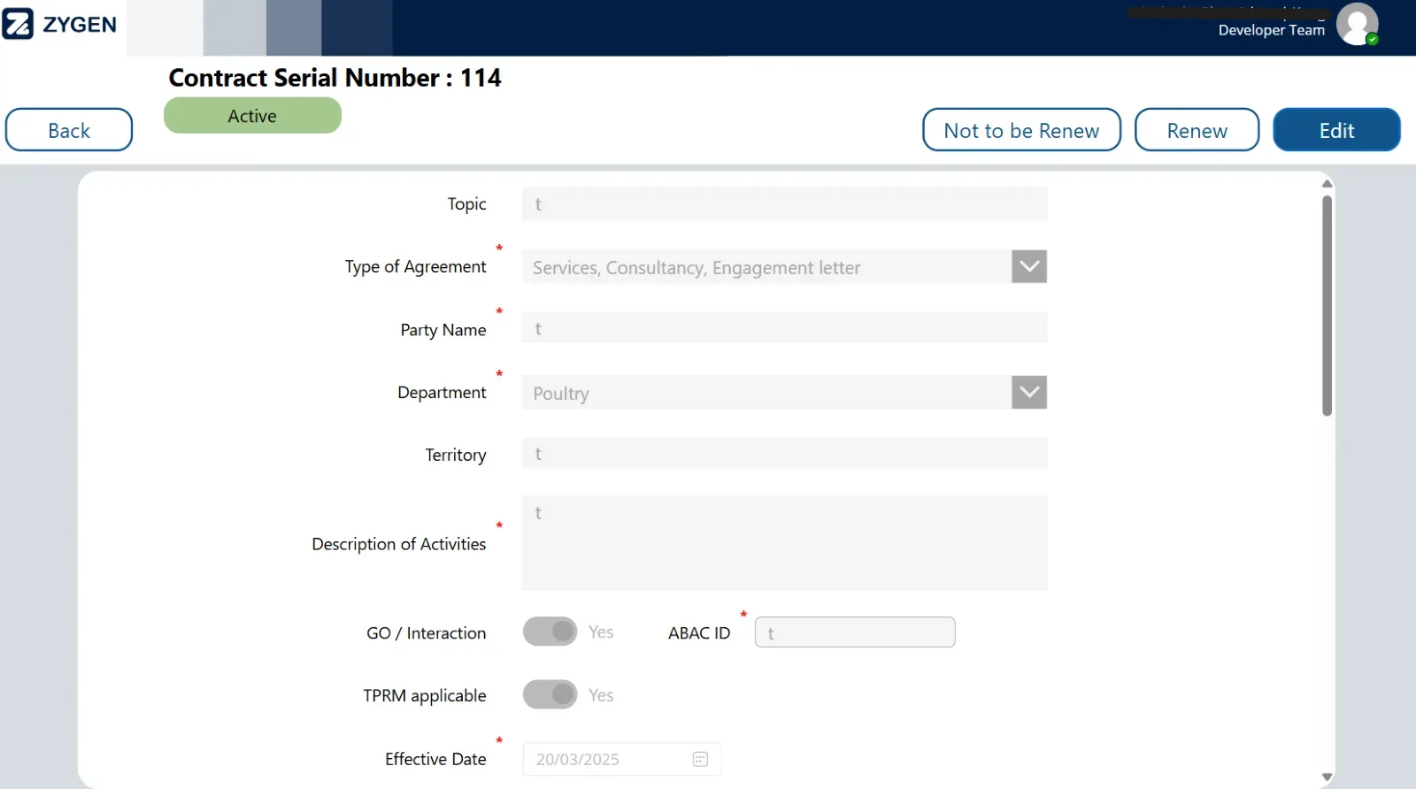 Contract Management - Status Tracking