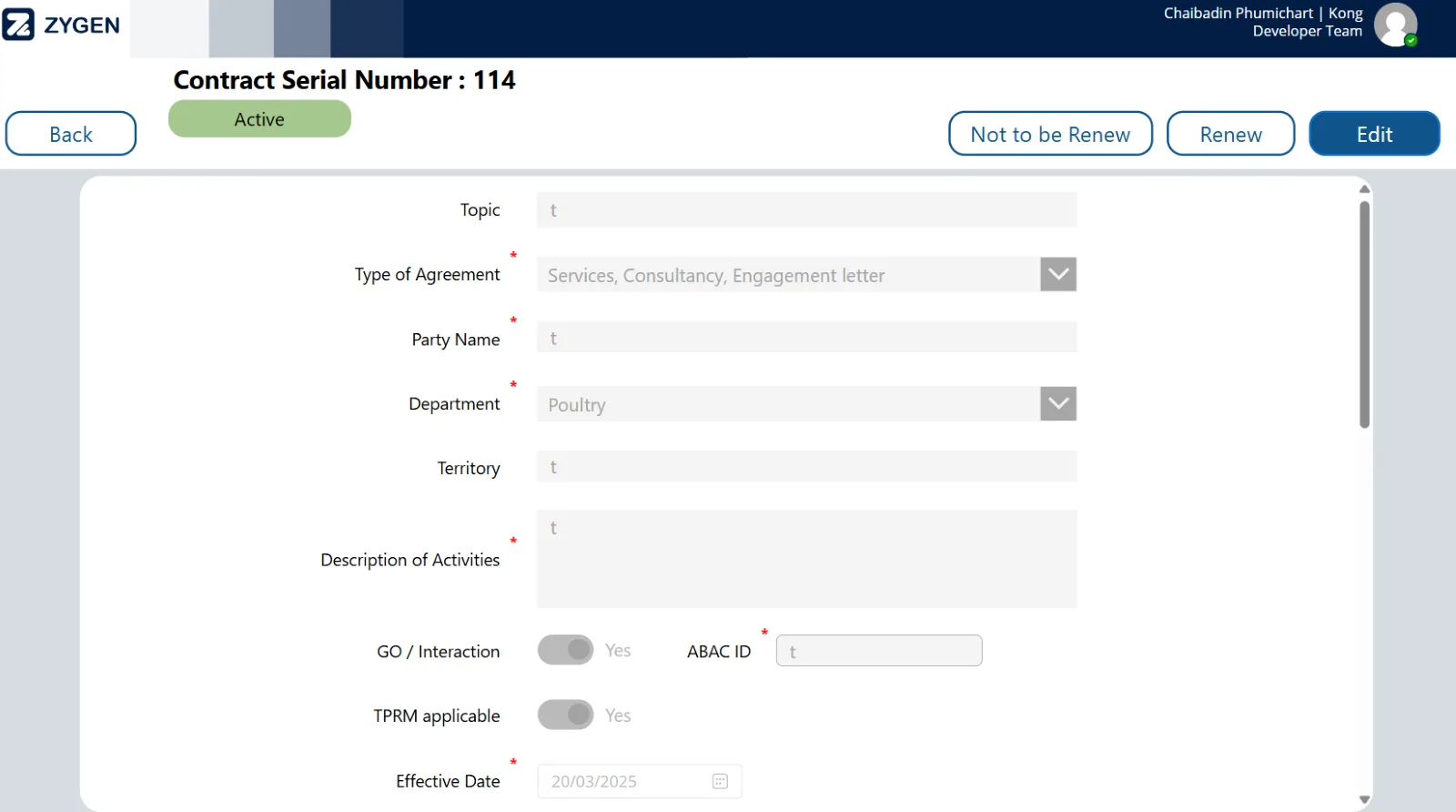 Contract Management - Status Tracking