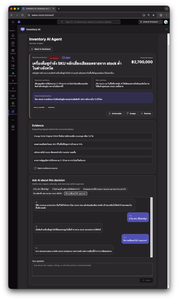 Inventory AI Agent - Decision Card